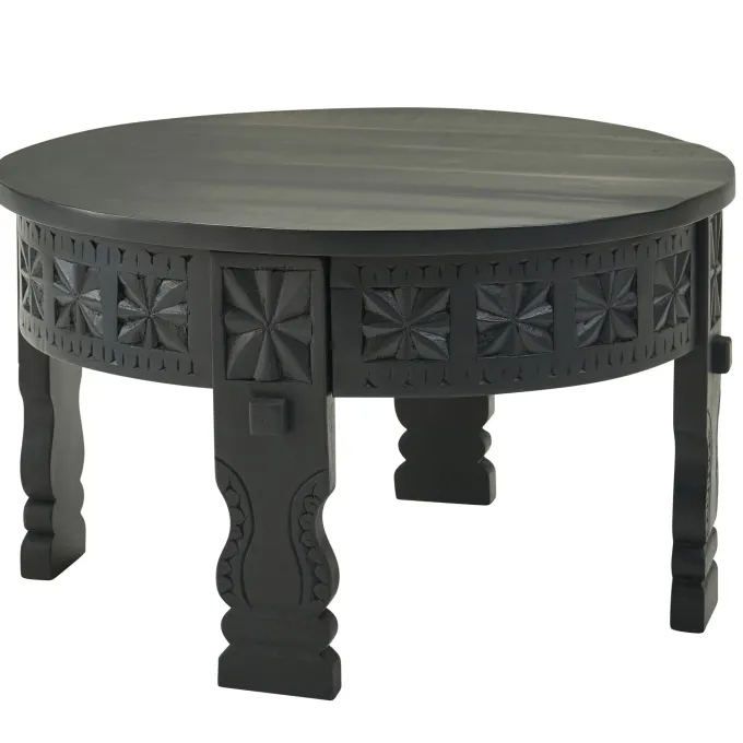 Couchtisch Mango Massivholz rund Wohnzimmertisch orientalischer Boho Design