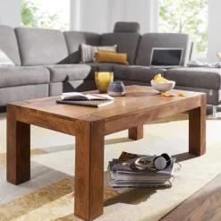 Couchtisch Massivholz 110cm · Rechteckiger Landhaus Wohnzimmertisch aus Echtholz