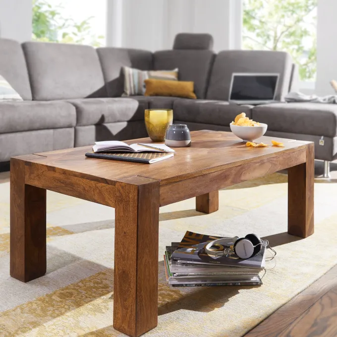 Couchtisch Massivholz 110cm · Rechteckiger Landhaus Wohnzimmertisch aus Echtholz