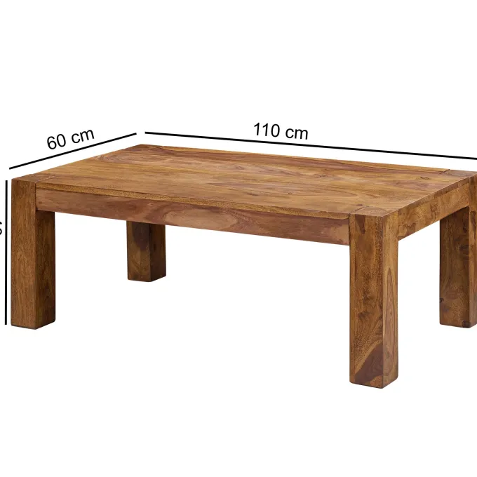 Couchtisch Massivholz 110cm · Rechteckiger Landhaus Wohnzimmertisch aus Echtholz
