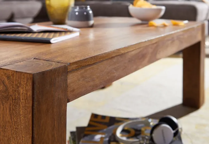 Couchtisch Massivholz 110cm · Rechteckiger Landhaus Wohnzimmertisch aus Echtholz