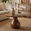 Couchtisch Massivholz 60cm Sofatisch Rund Beistelltisch Tisch Tropfenfuß Holz