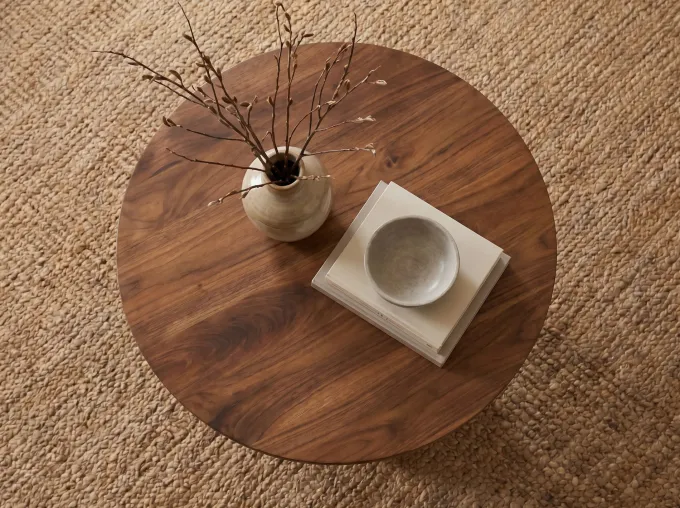 Couchtisch Massivholz 60cm Sofatisch Rund Beistelltisch Tisch Tropfenfuß Holz