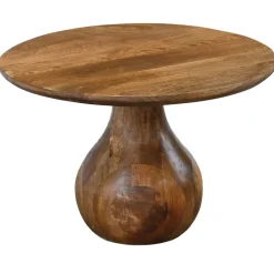 Couchtisch Massivholz 60cm Sofatisch Rund Beistelltisch Tisch Tropfenfuß Holz