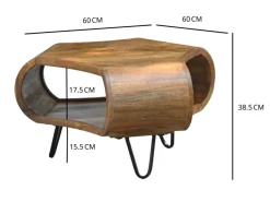 Couchtisch Massivholz 60cm Wohnzimmertisch mit Stauraum Sofatisch Beistelltisch