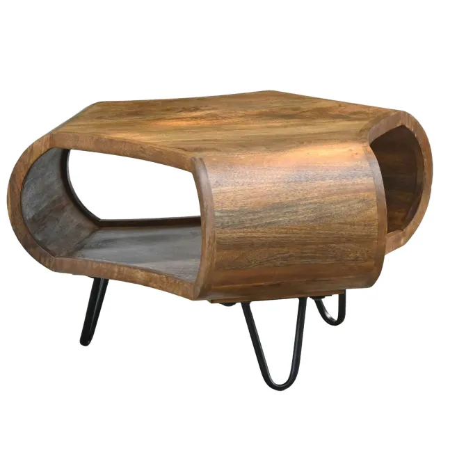 Couchtisch Massivholz 60cm Wohnzimmertisch mit Stauraum Sofatisch Beistelltisch