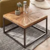 Couchtisch Massivholz quadratisch 55cm Wohnzimmertisch Metallgestell Industrial