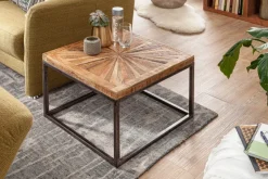 Couchtisch Massivholz quadratisch 55cm Wohnzimmertisch Metallgestell Industrial