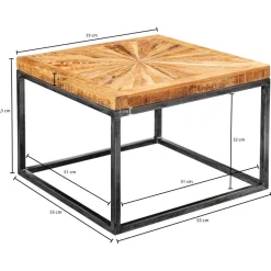 Couchtisch Massivholz quadratisch 55cm Wohnzimmertisch Metallgestell Industrial