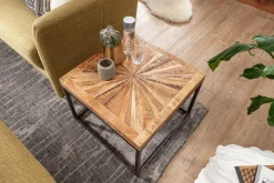 Couchtisch Massivholz quadratisch 55cm Wohnzimmertisch Metallgestell Industrial