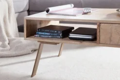 Couchtisch Massivholz rechteckig 95cm Wohnzimmertisch Schublade & Ablagefach