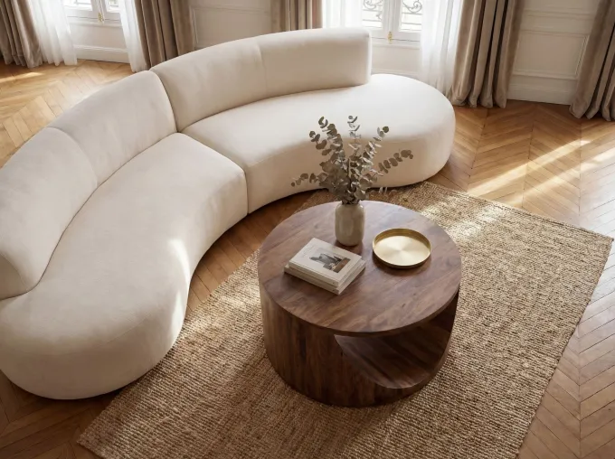 Couchtisch Massivholz rund 60cm Wohnzimmertisch Sofatisch Beistelltisch Ablage