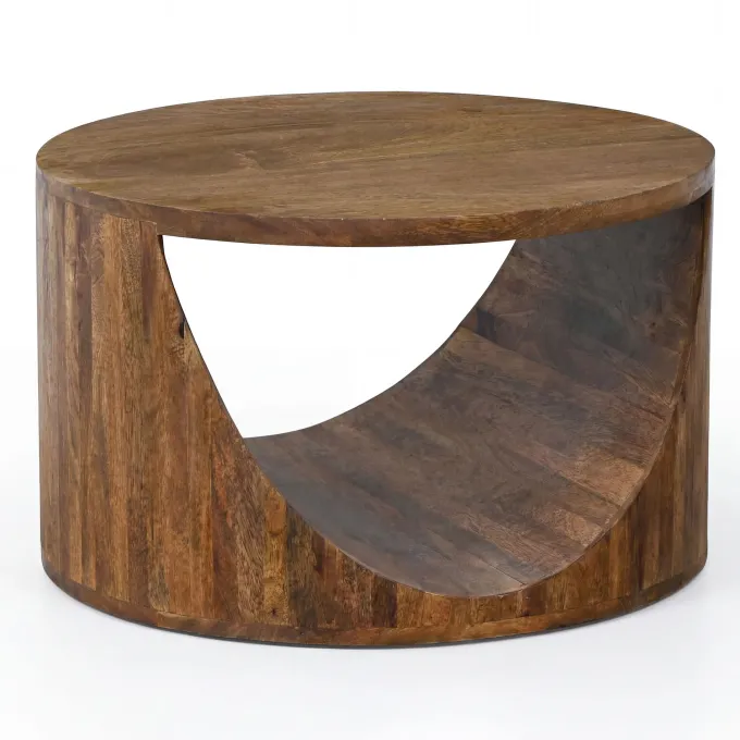 Couchtisch Massivholz rund 60cm Wohnzimmertisch Sofatisch Beistelltisch Ablage
