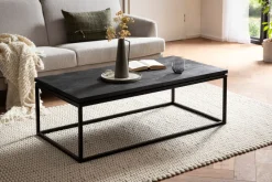 Couchtisch Massivholz schwarz Wohnzimmertisch Metallgestell Industrial Design