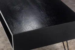 Couchtisch Massivholz schwarz 100cm rechteckig Wohnzimmertisch Ablage Industrial