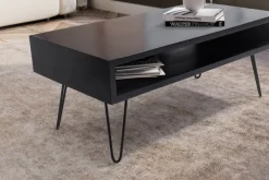 Couchtisch Massivholz schwarz 100cm rechteckig Wohnzimmertisch Ablage Industrial