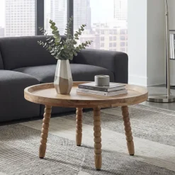 Couchtisch Massivholz Sofatisch 60cm rund Beistelltisch Design Wohnzimmertisch