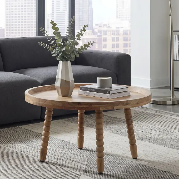Couchtisch Massivholz Sofatisch 60cm rund Beistelltisch Design Wohnzimmertisch