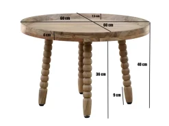 Couchtisch Massivholz Sofatisch 60cm rund Beistelltisch Design Wohnzimmertisch