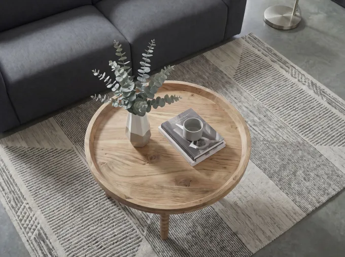 Couchtisch Massivholz Sofatisch 60cm rund Beistelltisch Design Wohnzimmertisch