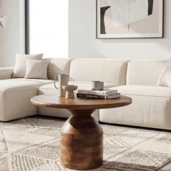 Couchtisch Massivholz Sofatisch 60cm rund Beistelltisch Design Wohnzimmertisch