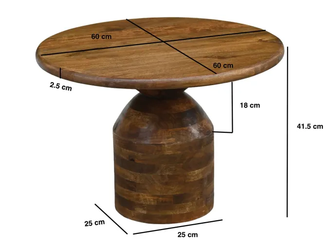 Couchtisch Massivholz Sofatisch 60cm rund Beistelltisch Design Wohnzimmertisch