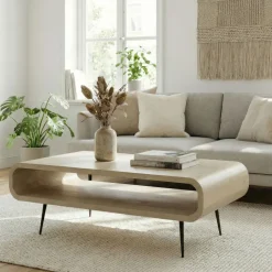 Couchtisch Massivholz white wash 90cm Wohnzimmertisch Sofatisch Beistelltisch