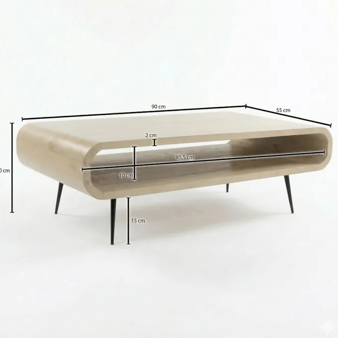 Couchtisch Massivholz white wash 90cm Wohnzimmertisch Sofatisch Beistelltisch