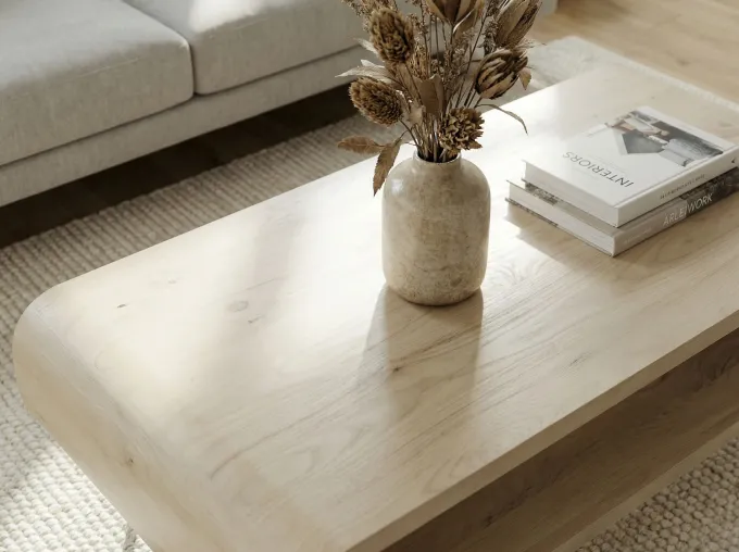 Couchtisch Massivholz white wash 90cm Wohnzimmertisch Sofatisch Beistelltisch