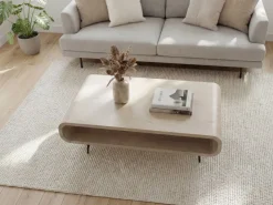 Couchtisch Massivholz white wash 90cm Wohnzimmertisch Sofatisch Beistelltisch