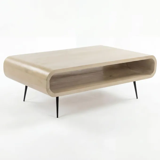 Couchtisch Massivholz white wash 90cm Wohnzimmertisch Sofatisch Beistelltisch