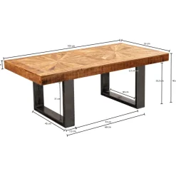 Couchtisch Massivholz 105x55 cm rechteckig Wohnzimmertisch Industrial Design