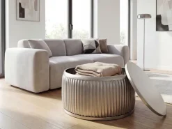 Couchtisch Metall Rund 60cm Wohnzimmertisch mit Stauraum Sofatisch Beistelltisch