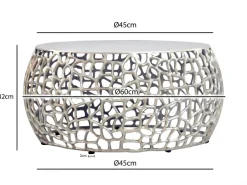 Couchtisch Metall Silber Sofatisch 60cm Tisch Wohnzimmertisch Rund Beistelltisch