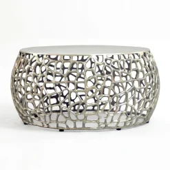 Couchtisch Metall Silber Sofatisch 60cm Tisch Wohnzimmertisch Rund Beistelltisch
