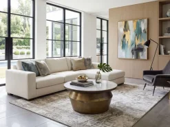 Couchtisch mit Marmor Platte Design Wohnzimmertisch Sofatisch Metall rund 60cm