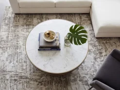 Couchtisch mit Marmor Platte Design Wohnzimmertisch Sofatisch Metall rund 60cm