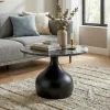 Couchtisch mit Marmor Platte schwarz Wohnzimmertisch Sofatisch Metall rund 60cm