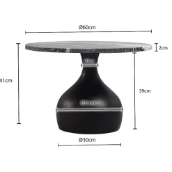 Couchtisch mit Marmor Platte schwarz Wohnzimmertisch Sofatisch Metall rund 60cm