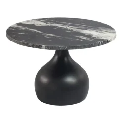 Couchtisch mit Marmor Platte schwarz Wohnzimmertisch Sofatisch Metall rund 60cm