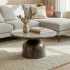 Couchtisch mit Marmor Platte weiß Wohnzimmertisch Sofatisch Metall rund 60cm