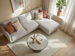 Couchtisch mit Marmor Platte weiß Wohnzimmertisch Sofatisch Metall rund 60cm