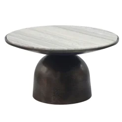Couchtisch mit Marmor Platte weiß Wohnzimmertisch Sofatisch Metall rund 60cm