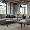 Couchtisch Nierenform 122cm Massivholz white wash Wohnzimmertisch Beistelltisch