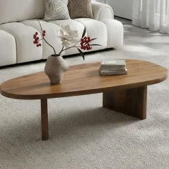 Couchtisch oval Mango Massivholz Sofatisch 120cm Beistelltisch Wohnzimmertisch