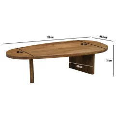 Couchtisch oval Mango Massivholz Sofatisch 120cm Beistelltisch Wohnzimmertisch