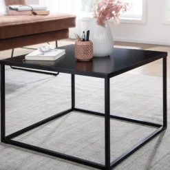 Couchtisch Quadratisch 60cm Schwarz Metall Design Wohnzimmertisch Beistelltisch