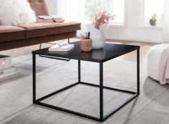 Couchtisch Quadratisch 60cm Schwarz Metall Design Wohnzimmertisch Beistelltisch