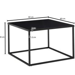 Couchtisch Quadratisch 60cm Schwarz Metall Design Wohnzimmertisch Beistelltisch