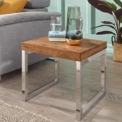 Couchtisch quadratisch 45cm Sheesham Massivholz Wohnzimmertisch Beistelltisch
